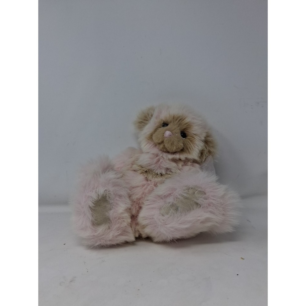 New Charlie Bears CB171758A Pink Cream Faux Fur Plush Teddy Bear w/ Organza Bow
